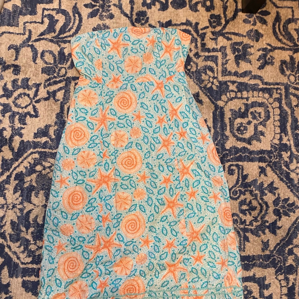Women’s Starfish Patterned Dress - Blue and Orange